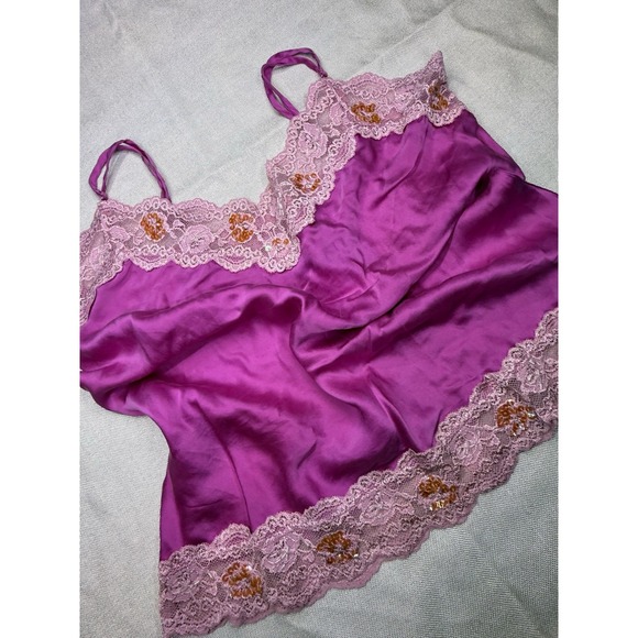 New York & Company Tops - Sexy Ny&Co Silk Cami Babydoll Tee Womens Large Lace Sequins Hot Pink